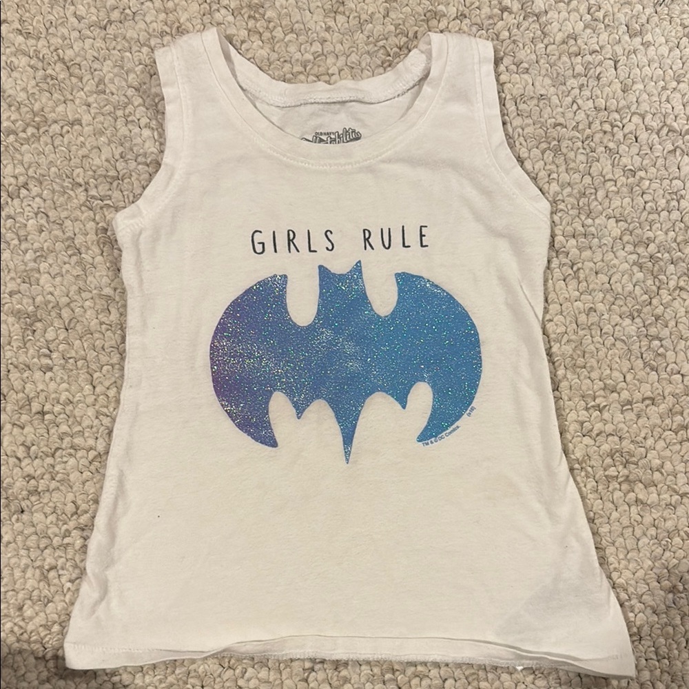 “ Girls Rule” BatMan White Tank Top